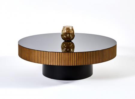 ΤΡΑΠΕΖΑΚΙ ΣΑΛΟΝΙΟΥ ΣΤΡΟΓΓΥΛΟ ΜΕ ΓΥΑΛΙ ΚΑΙ ΞΥΛΟ